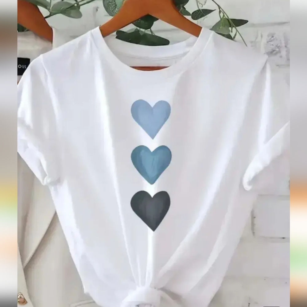 White T-Shirt with Heart Design
